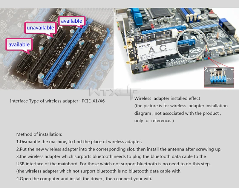 802.11ac PCI Express WiFi адаптер для Qualcomm Atheros QCNFA344A NFA344 Беспроводная настольная сетевая карта Bluetooth 4,1 BT 4,1