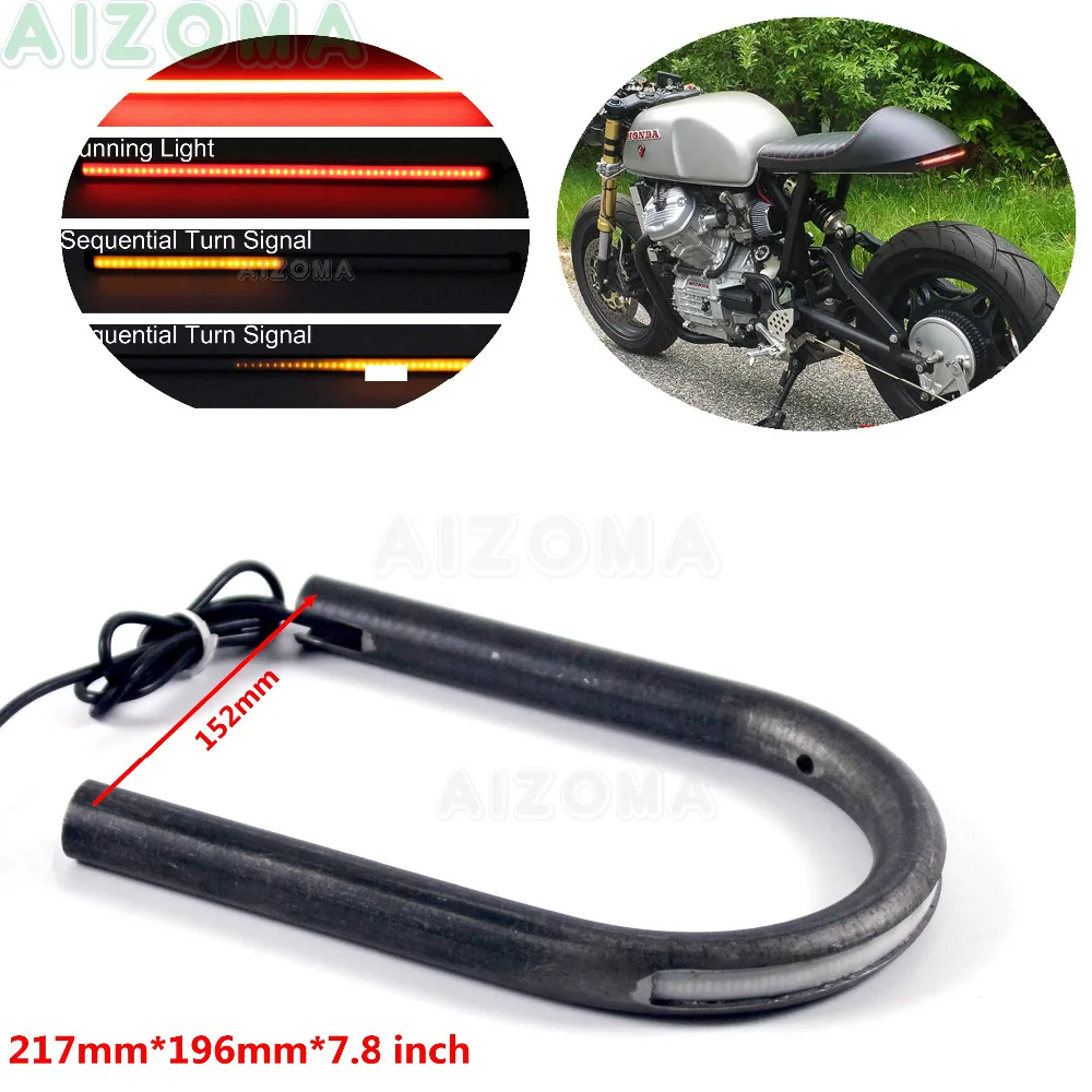 Cafe Racer Rear Seat Hoop with Sequential Switchback Flowing LED Light