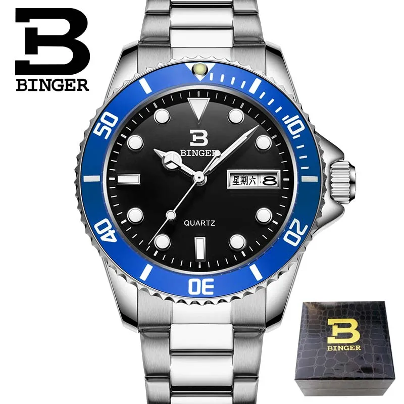 Бингер Для мужчин часы Элитный бренд Повседневные часы Сталь Водонепроницаемый clockmontre Homme Военная Униформа спортивный Часы для Для мужчин часы B-9203M - Цвет: 03