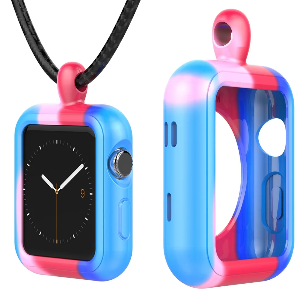 Силиконовый чехол, 38 мм/40 мм, 42 мм/44 мм, зажим, подставка, держатель, застежка, ремешок, ожерелье, веревка для Apple Watch Iwatch Series 1/2/3/4