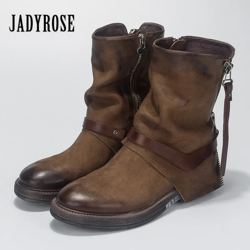 Jady Rose/Новинка 2020 года; Модные женские ботильоны из натуральной кожи; сезон осень-зима; высокие сапоги; женская обувь на плоской резиновой пла... Jady Rose/Новинка 2020 года; Модные женские ботильоны из натуральной кожи; сезон осень-зима; высокие сапоги; женская обувь на плоской резиновой пла...