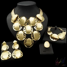 Yulaili Free Shipping 2017 New Arrival Dubai Design Big Pendant 24 Carat Gold Jewelry Set For Ladies