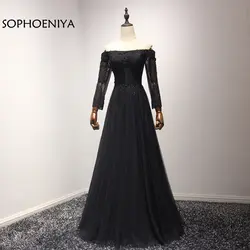 Новое поступление Abendkleider A-Line вечернее платье 2019 бисерное кружевное торжественное платье Вечерние вечернее платье с длинным рукавом