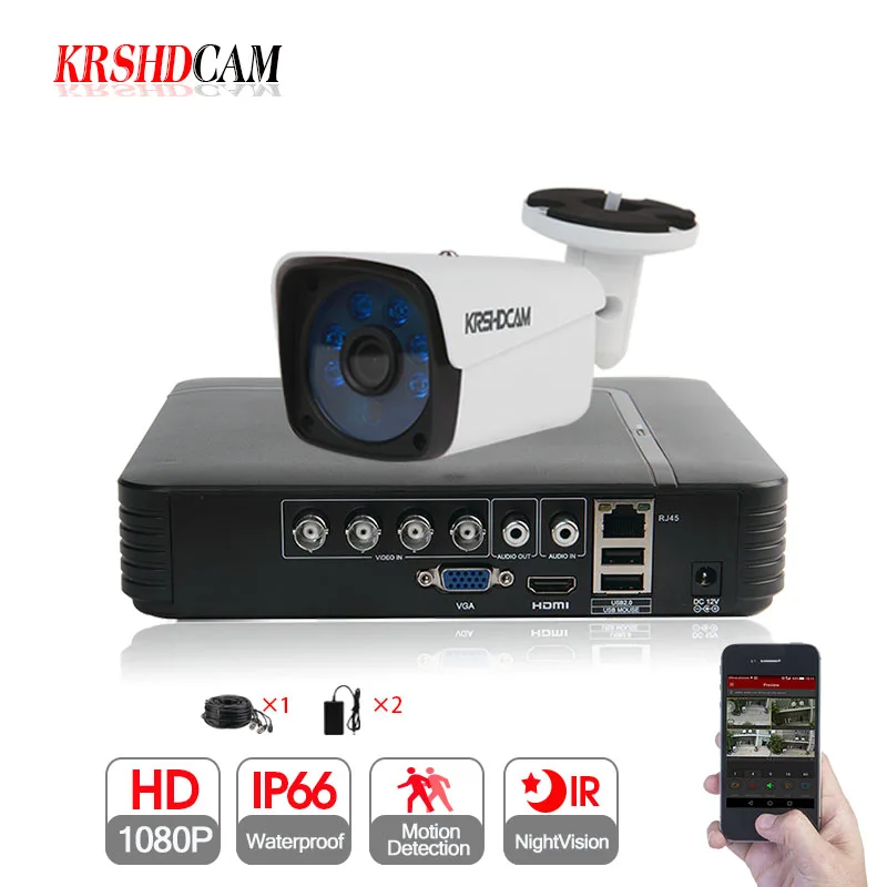 KRSHDCAM 4CH CCTV System 1080N 5in1 DVR 1080P AHD camera 1pcs 3000TVL Waterproof font b Outdoor