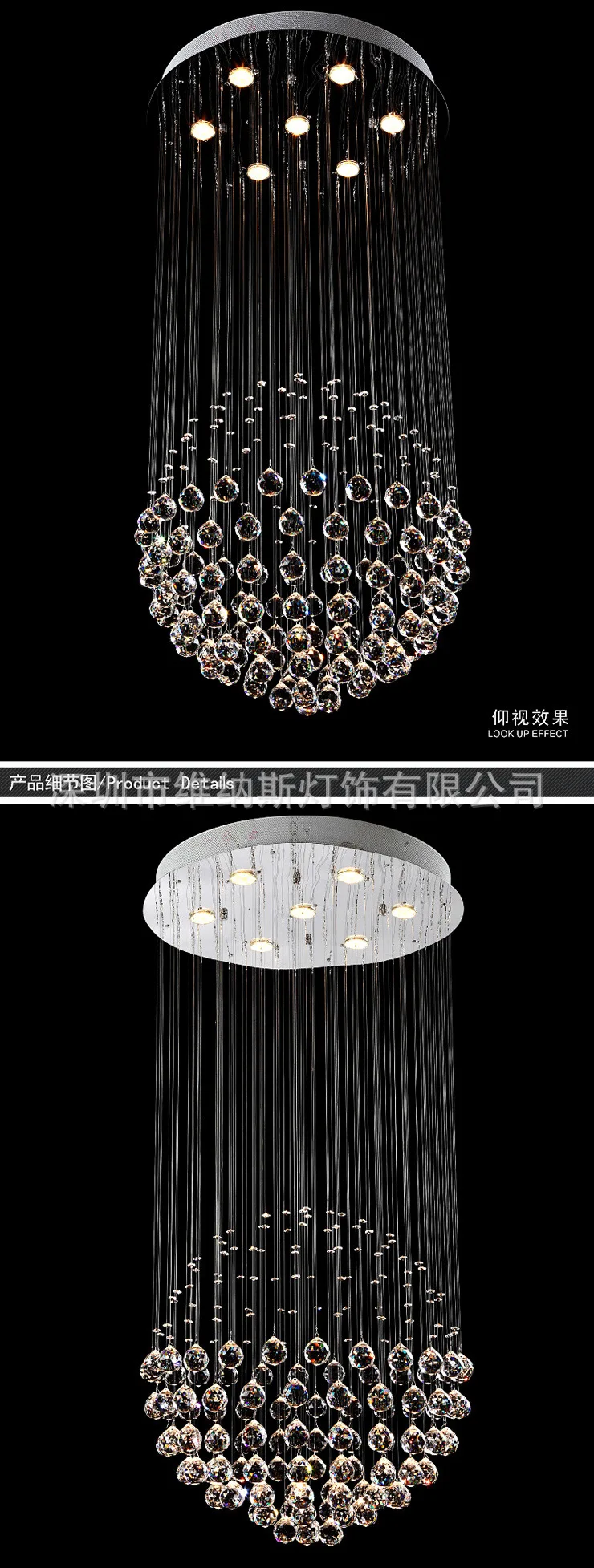 Современные Лестницы светодио дный LED кристалл люстры осветительное оборудование для лобби фойе мяч форма капли дождя Подвески лампа ZDD0048