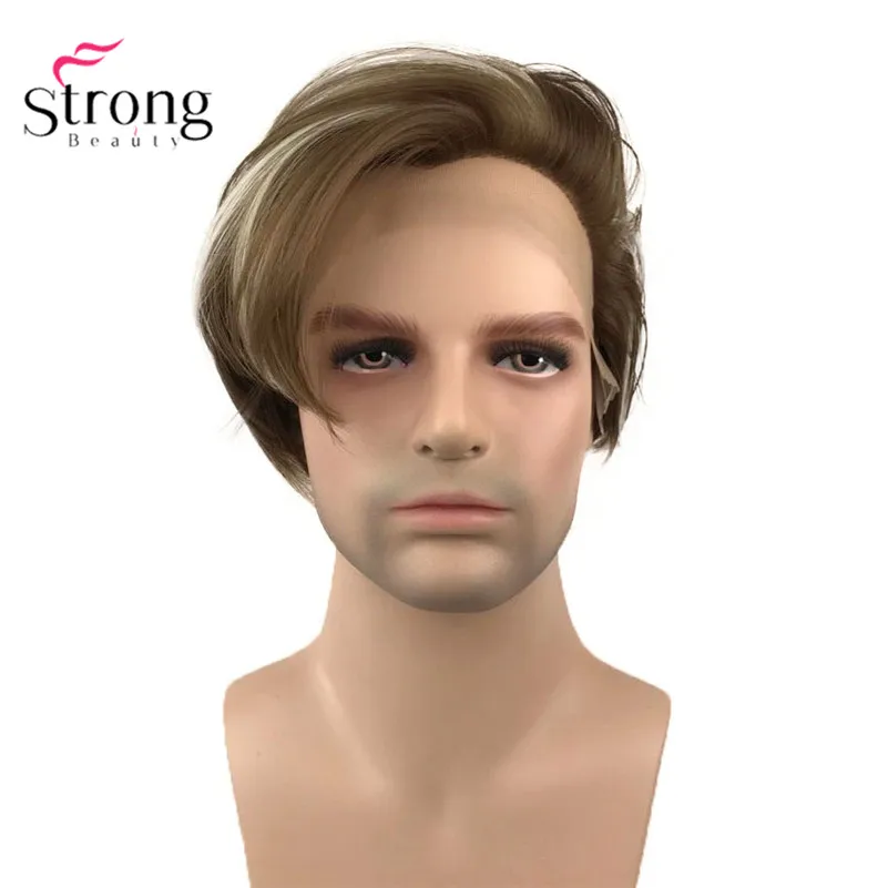 StrongBeauty парик из синтетического кружева коричневый с яркими париками для мужчин