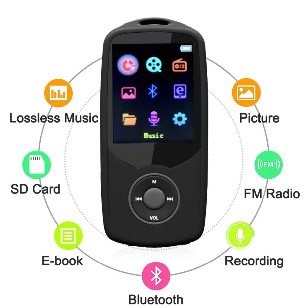  RUIZU X06 Bluetooth MP3 Player 16GB bluetooth 4.0 Sport With mp3 Player 70 Hours High Quality lossless Music player Recorder FM