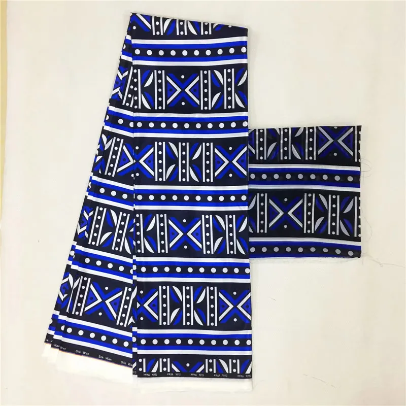 

Hot selling satin silk fabric 4+2 yards/lot colorfast Nigrian design African wax pattern satin silk fabric for clothing TJ022508