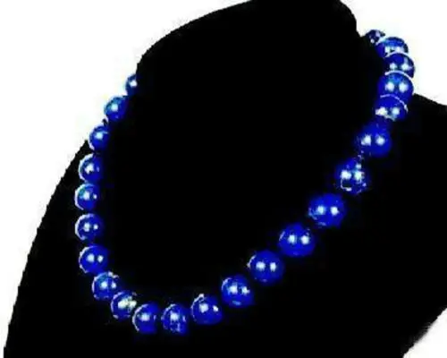 

FREE shipping> >>>>Stunning!10mm Egyptian Lapis Lazuli Necklace AAA 18''