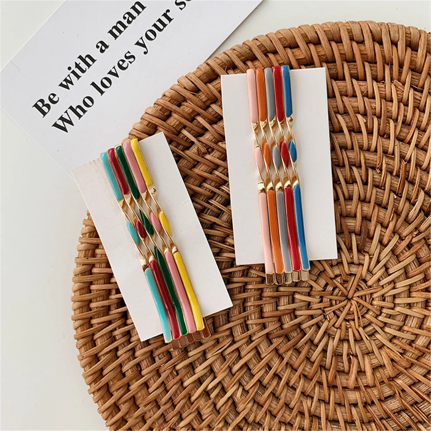 

5Pcs/Set Sweet Colorful Enamel Twist Metal Hair Barrettes Women Girls Hair Styling Clips Female Bobby Pins Hairstyle Accessories