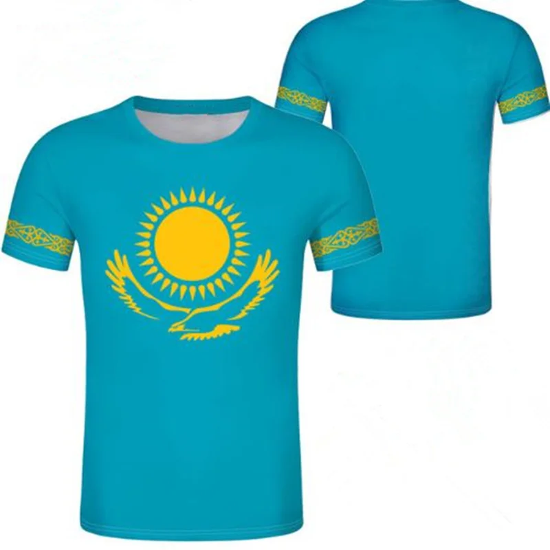 KAZAKHSTAN Мужская футболка с индивидуальным номером имени kaz nation flag kz русский kazakh