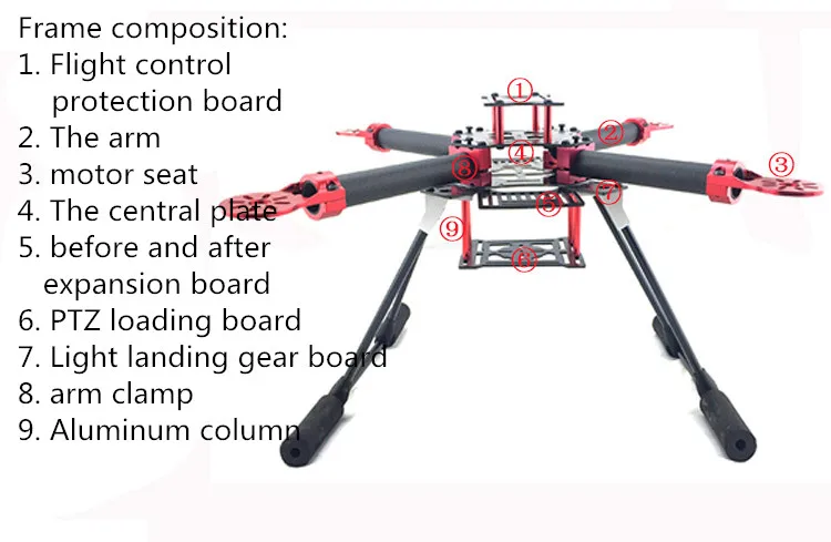 GF-400 рама из углеродного волокна 400 мм Колесная база для DIY квадрокоптера дрона