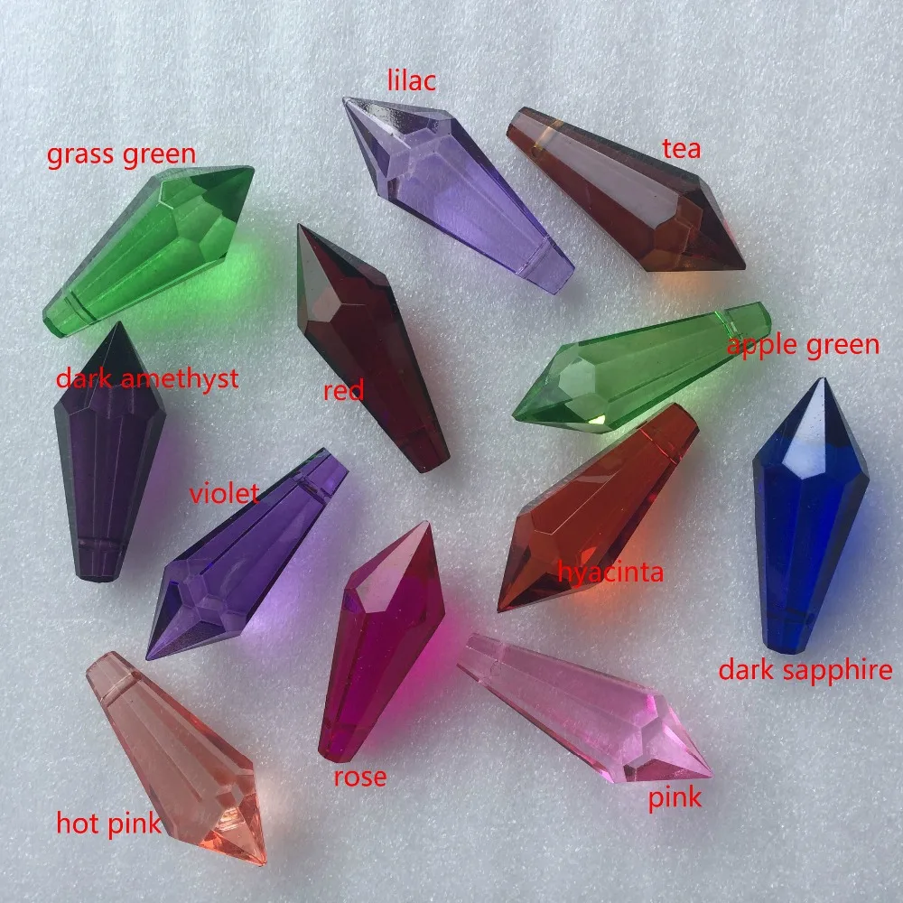 

10Pcs 38mm All Colors Crystal Singlefaceted Icicle U-drop Prism Crystal Chandelier Parts Crystal Prisms DIY Pendant