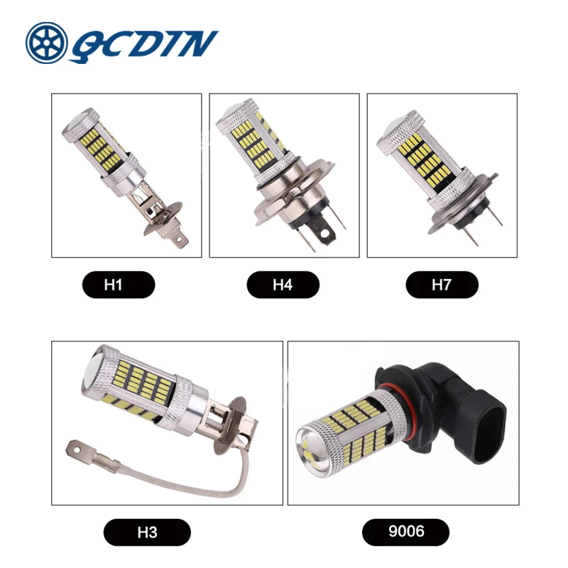 

QCDIN 2Pcs H7 LED Headlight Bulbs LED H4 Car Auto Headlamp H1/H3/9006 Fog Lamp Car LED Signal Light DC 12V-24V