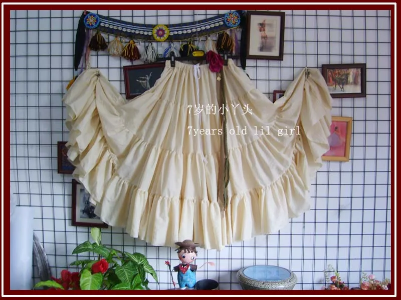 

4tiered 20yards100%cotton tribal belly dance skirt EM08