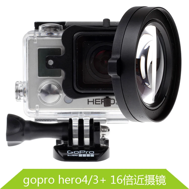 58 мм 16x увеличение макро объектив с линзой Адаптер для GoPro Hero 3+, Hero4 Сяо Ми Камера