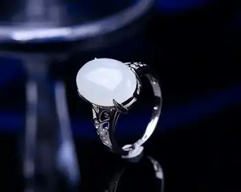 

Hetian jade silver, the latest white jade ring, elegant and elegant h11#