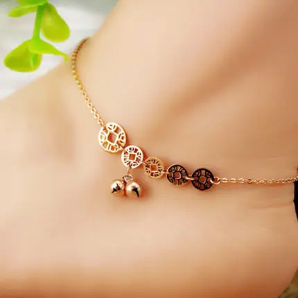

YUN RUO Rose Gold Color Ancient Coin Anklet Titanium Steel Fashion Fine Jewelry Valentine Birthday Gift Free Shipping Never Fade