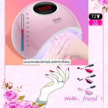 72 Вт/48 Вт маникюрная лампа светодио дный УФ светодиодная лампа для ногтей Сушилка для ногтей для всех гелей для ногтей с умным ЖК-дисплеем инструменты для дизайна ногтей