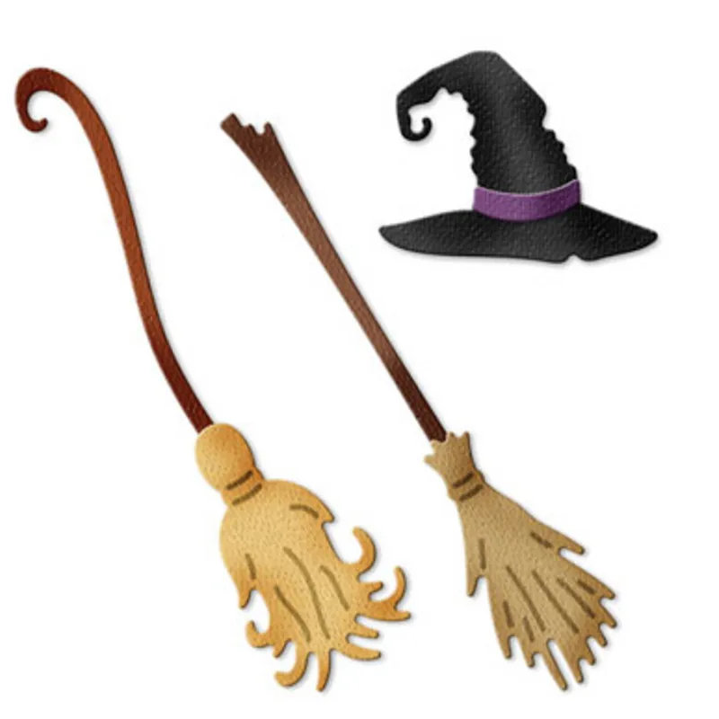 

Gowing Witch broom & Hat Stitched Metal Cutting Dies Stencils for DIY Scrapbooking Paper Album Card Craft Embossing Dies
