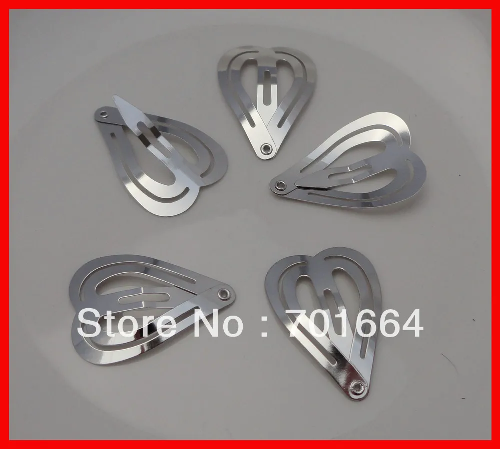 

100PCS 3.5cm silver finish double lines heart Metal Snap Clip at nickle free and lead free quality