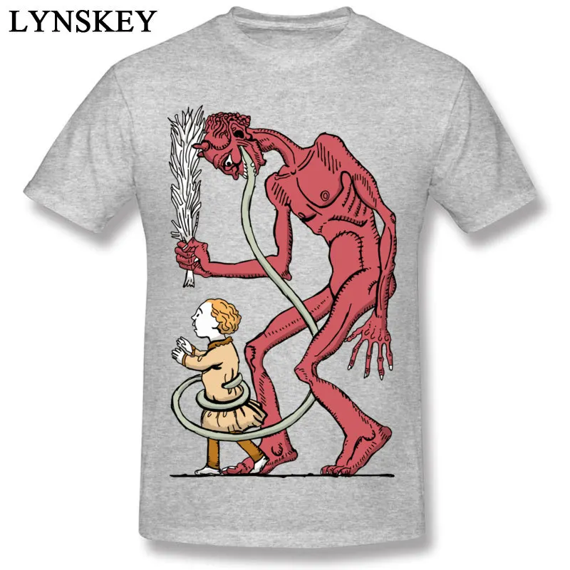 Fitted Leisure T-shirts Summer/Fall All Cotton Crew Neck Tops T Shirt Short Sleeve Street krampus Tee Shirt Top Quality gray