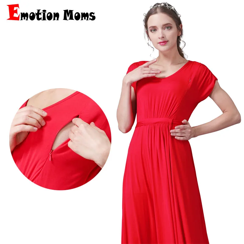 Émotion mamans longue robe d'allaitement de maternité pour les femmes enceintes vêtements d'allaitement d'été robes d'allaitement de grossesse douce