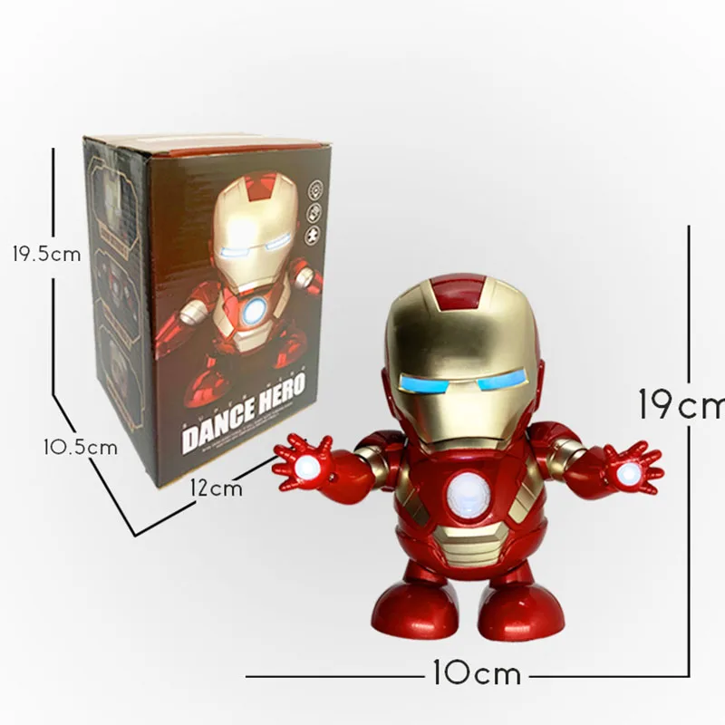 Ceny Marvel nowe gorące Avengers zabawki taniec Iron Man Robot z muzyką latarka Tony Stark Electric Action figurka zabawka dla dzieci prezent