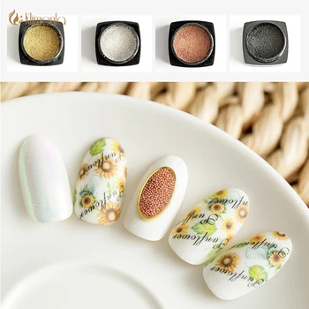 

4 Bottles 3D Mini Nail Art Decorations Solid Gold Sliver Nail Glitter Beads Caviar Steel Ball Nail Art Decoration Manicure Tools