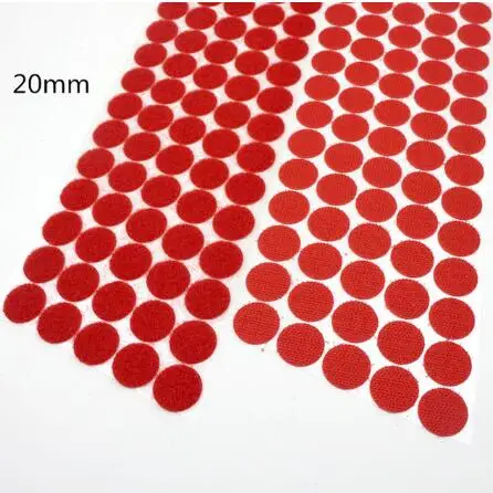 red 20mm 200 пар 20 мм Цветные диски двухсторонняя самоклеящаяся Клейкая Лента текстильная застежка наклейки клейкая крепежная лента крючки Loo - Цвет: red 20mm