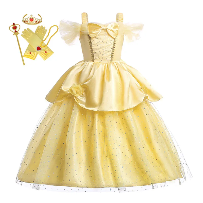 Платье для девочек Belle Beauty and Beast рождественское платье принцессы новогодние