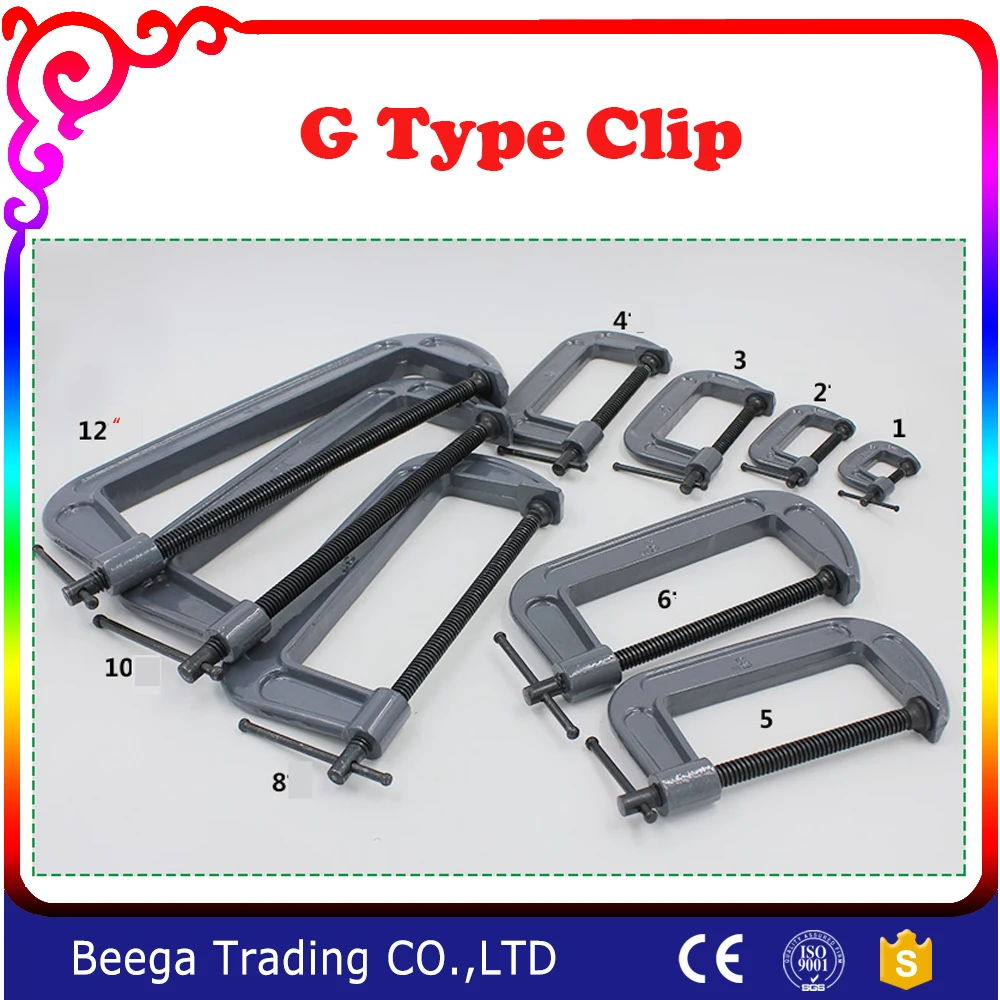 

Free Shipping G Type Clip High Strength G Type Clip Fixture All Size for Choose Fixed Jig Grinding Tool Woodworking Clip
