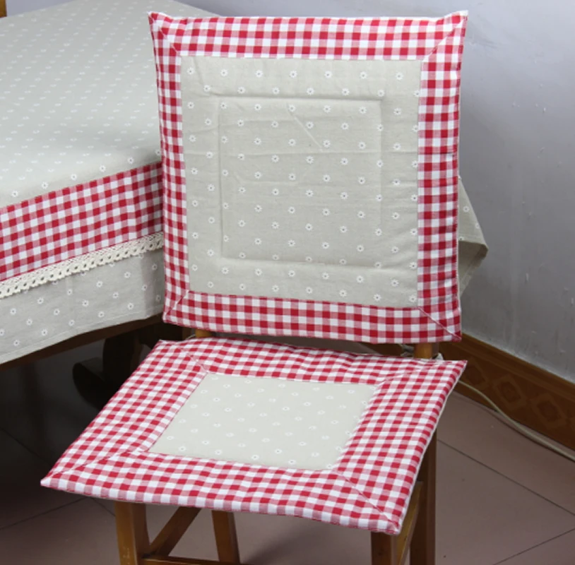 

Wedding Dining Chair Mat Back Rest Coverings Linen Fine Plaid Hotel Home Party Christmas Decoration