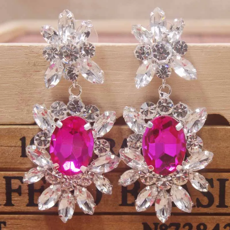 

pretty Classical purple rhinestone elegant dangling jewelry crystal earring shiny lady wedding party bridal deoration earring