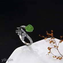 KJJEAXCMY boutique jewelry S925 pure silver natural Hetian jade rose flowers, opening sterling silver ring finger ring kjjeaxcmy boutique jewelry s925 pure silver peony natural red agate retro personality opening lady ring finger ring