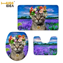 HUGSIDEA 3 шт./компл. сиденье для унитаза крышка Ванная комната пол нескользящий ковер милый 3D с принтом с изображением котенка; мягкие toilat губ коврик для домашнего декора