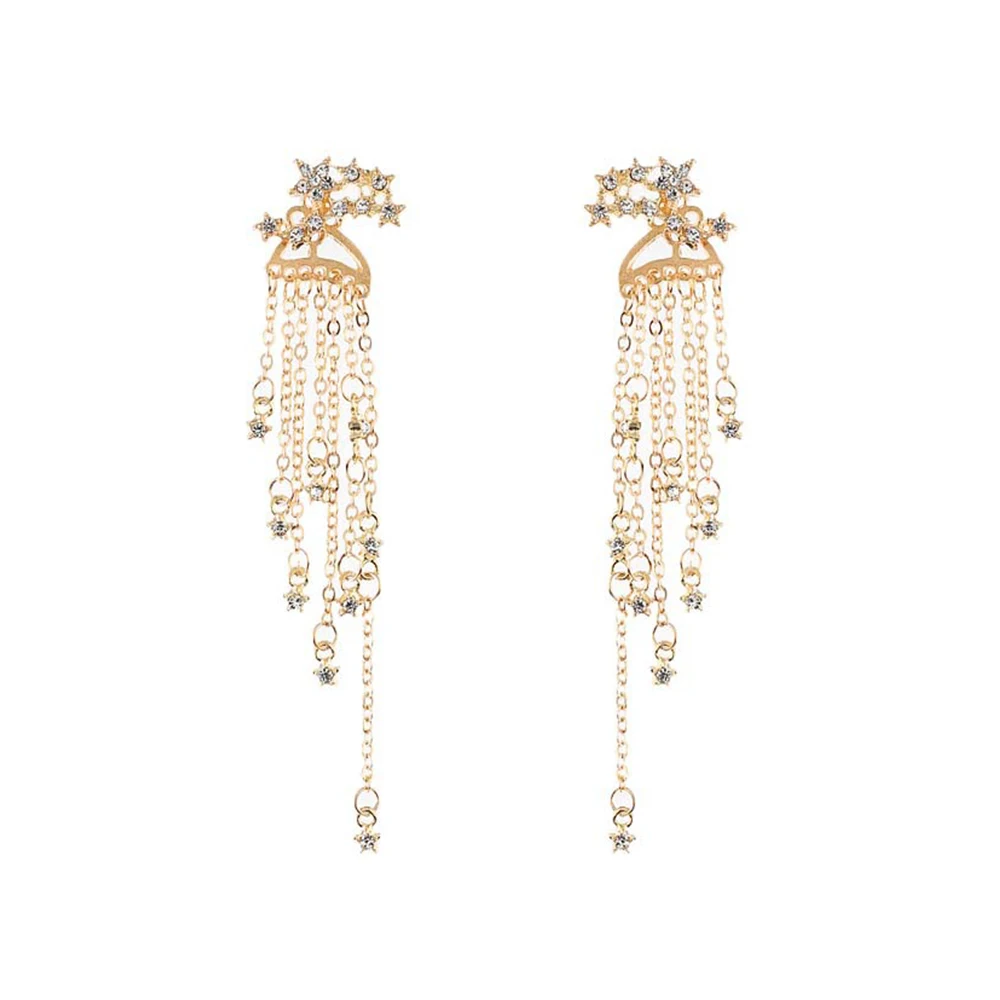 Trendy Star Tassel Drop Earring Rear Hanging Bohemia Long Earrings Ear
