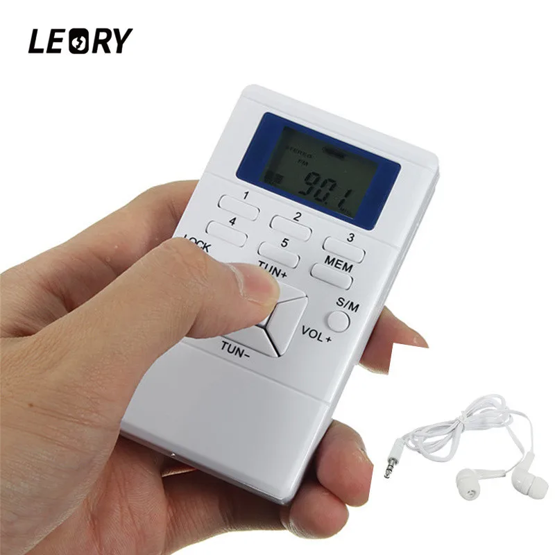 

LEORY Portable Mini Frequency Modulation Digital LED Display FM Radio Receiver Signal Processing With Earphone