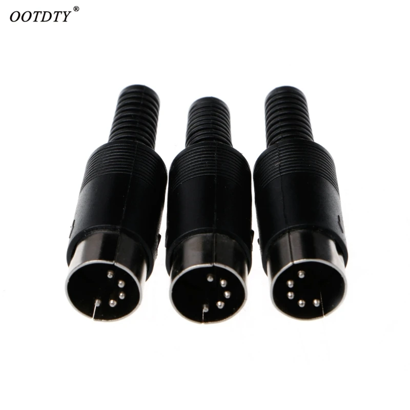 

OOTDTY 3 Pcs DIN Male Plug Wire Connector with Plastic Handle Cable Connector 5 Pin with Plastic Handle