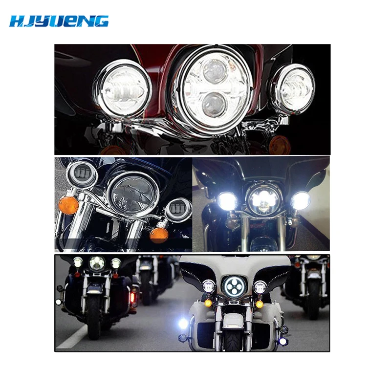 HJYUENG 45 Вт Harley Motor 7 &quotкруглый светодиодный фонарь DRL Hi/Lo луч и кронштейн 4 5&quot angel eyes
