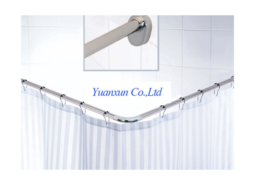 Importé salle de douche coin de rideau de douche tige UL en forme de