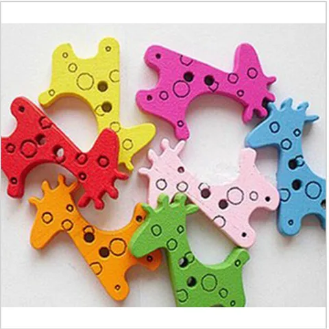 2 Holes Giraff Wood Flatback Buttons, Kids Wood Button Craft, Scrapbooking 7NK29