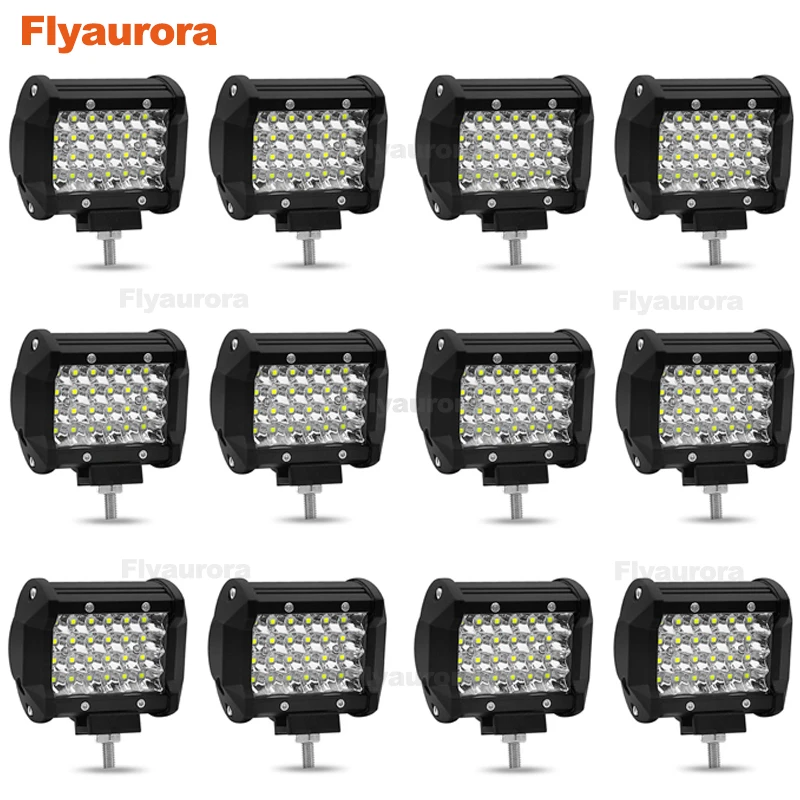 Flyaurora 4 дюйма 72 Вт 3-RowSpot светодиодный рабочий свет Светодиодная балка для внедорожников дальнего света 12 В 24 в грузовики-внедорожники ATV 4x4 4WD рабочие огни