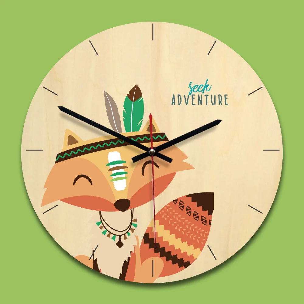 

M.Sparkling Wall clocks battery operated non ticking Wooden creative wall clock for kitchen stylish cartoon wall clock AUG29