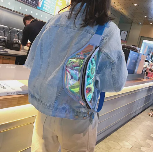 Женская поясная сумка для девочек, лазерная прозрачная Праздничная ...