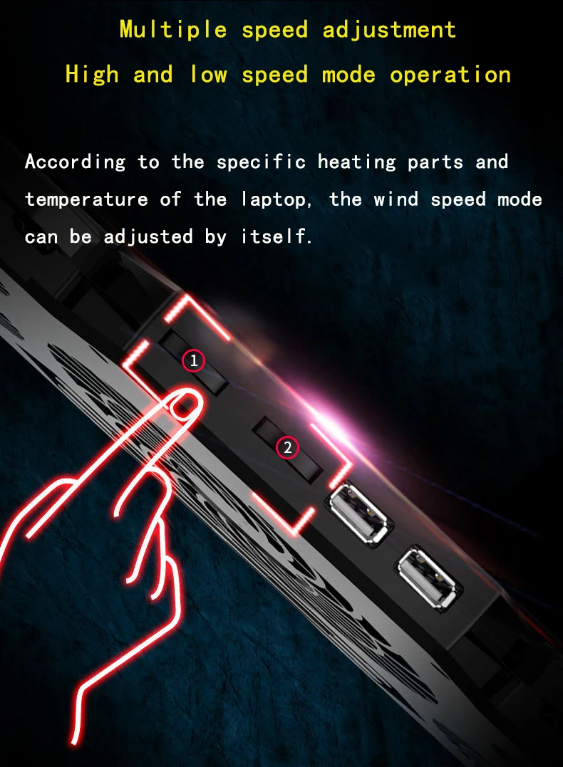 NUOXI Кулер для ноутбука 2 usb порта и пять охлаждающих вентиляторов охлаждающая подставка для ноутбука Подставка для ноутбука 12-17 дюймов для ноутбука