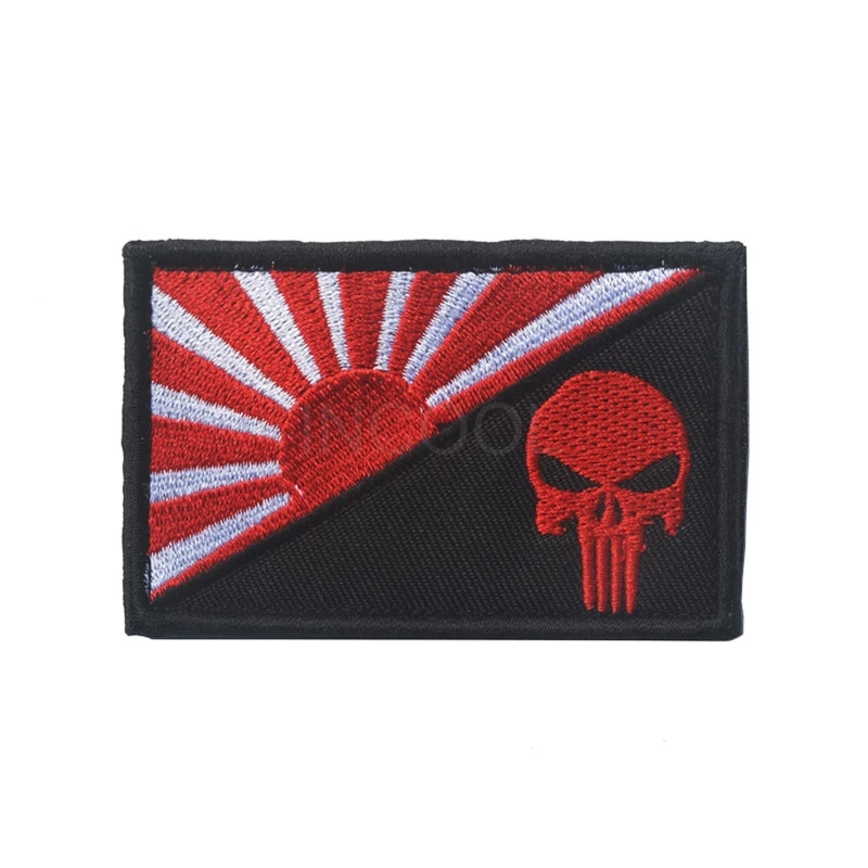 

Embroidered Patch Japanese Flag Skull Morale Patch Tactical Emblem Badges Embroidery Patches For Jackets Jeans Backpack