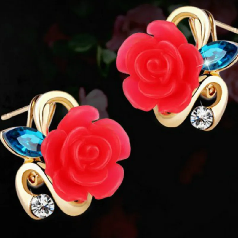 Серьги с розами для девушек модные серьги кристаллами|rose earrings|earrings girlearrings fashion |