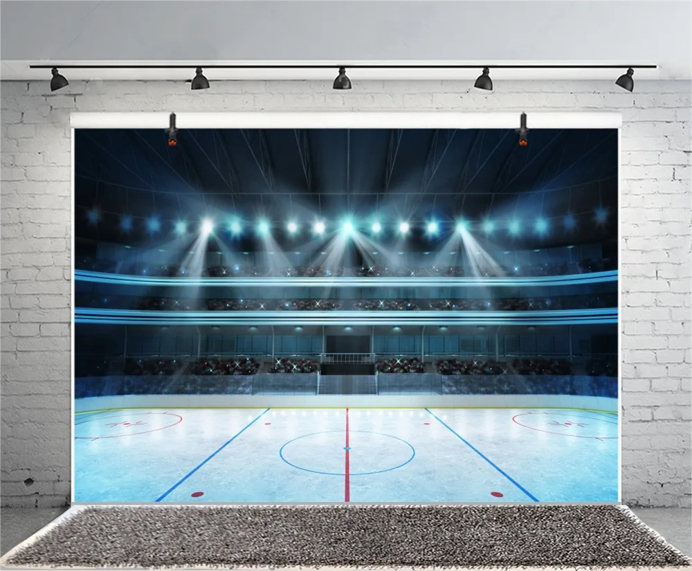 Laeacco Hockey Stadium Fans Crowd Empty Ice Rink Photography Backgrounds Customized Photographic Backdrops For Photo Studio