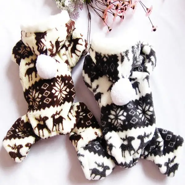 Теплая зимняя флисовая куртка для собак и кошек, Рождественская Снежинка, олень, уютная с капюшоном